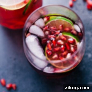 Close-up of Sparkling Pomegranate Juice in a cup.