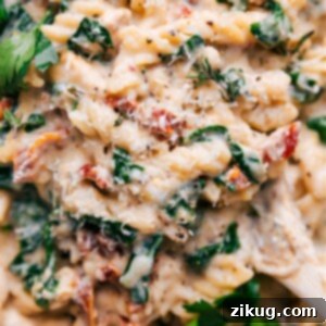 Delicious Tuscan Chicken Pasta ready to be served