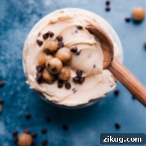 Finished Cookie Dough Frosting in a bowl
