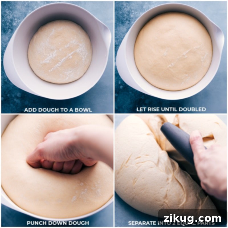 This is our go-to, favorite White Bread recipe made with only six common ingredients. Instead of making a grocery run first, you may already have everything you need! Recipe via ChelseasMessyApron #homemade #best #quick #easy #dough #white #bread Process shots--add dough to a bowl; let rise until doubled; punch down dough; separate into two equal parts