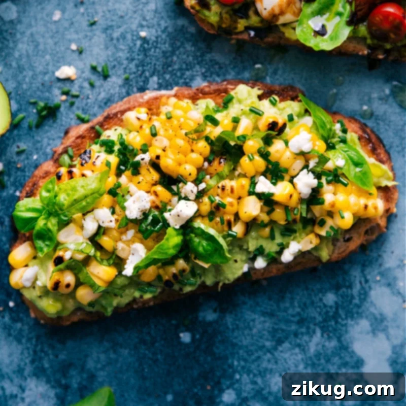 Overhead image of the Sweet Corn and Herb Avocado Toast