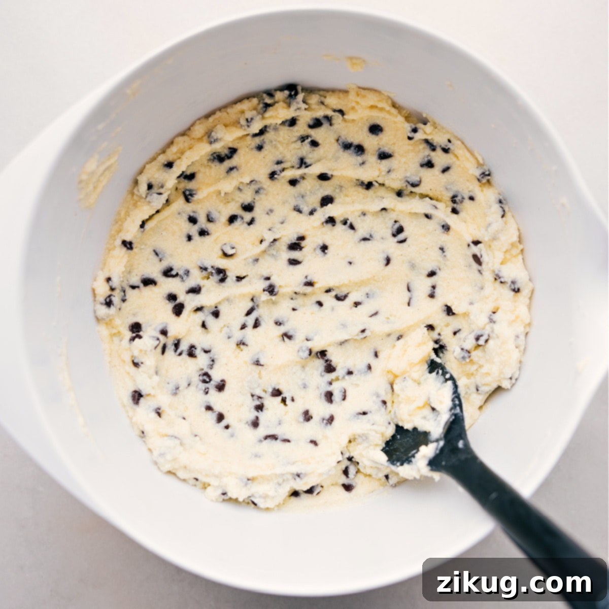 The Inside Of The Cannoli In Dip Form The dessert mixed together and ready to go in a bowl.