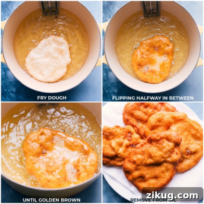 Process shots of the Utah Scones dough being fried to a golden brown perfection