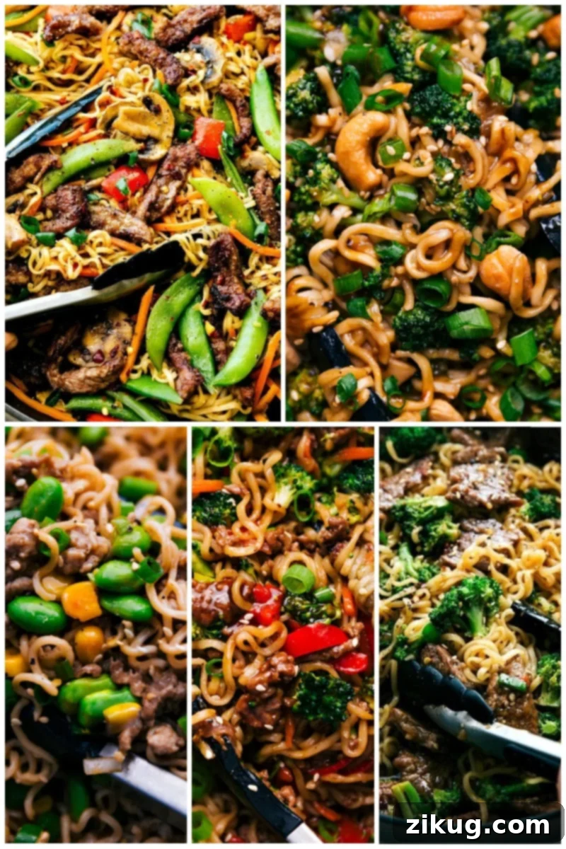 50 Flavorful Frugal Pasta Dinners 8 Collage of diverse Ramen Pasta Recipes, showing creative and comforting ramen dishes.