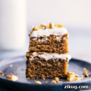Final plated slice of Pistachio Cake, showing its moist crumb and creamy frosting.