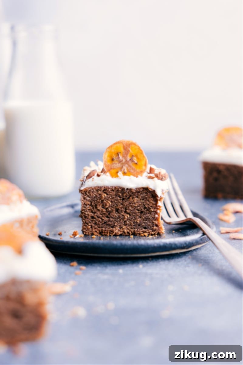 A Slice of Delicious Healthy Banana Cake A perfect slice of healthy banana cake on a plate, showcasing its moist texture.