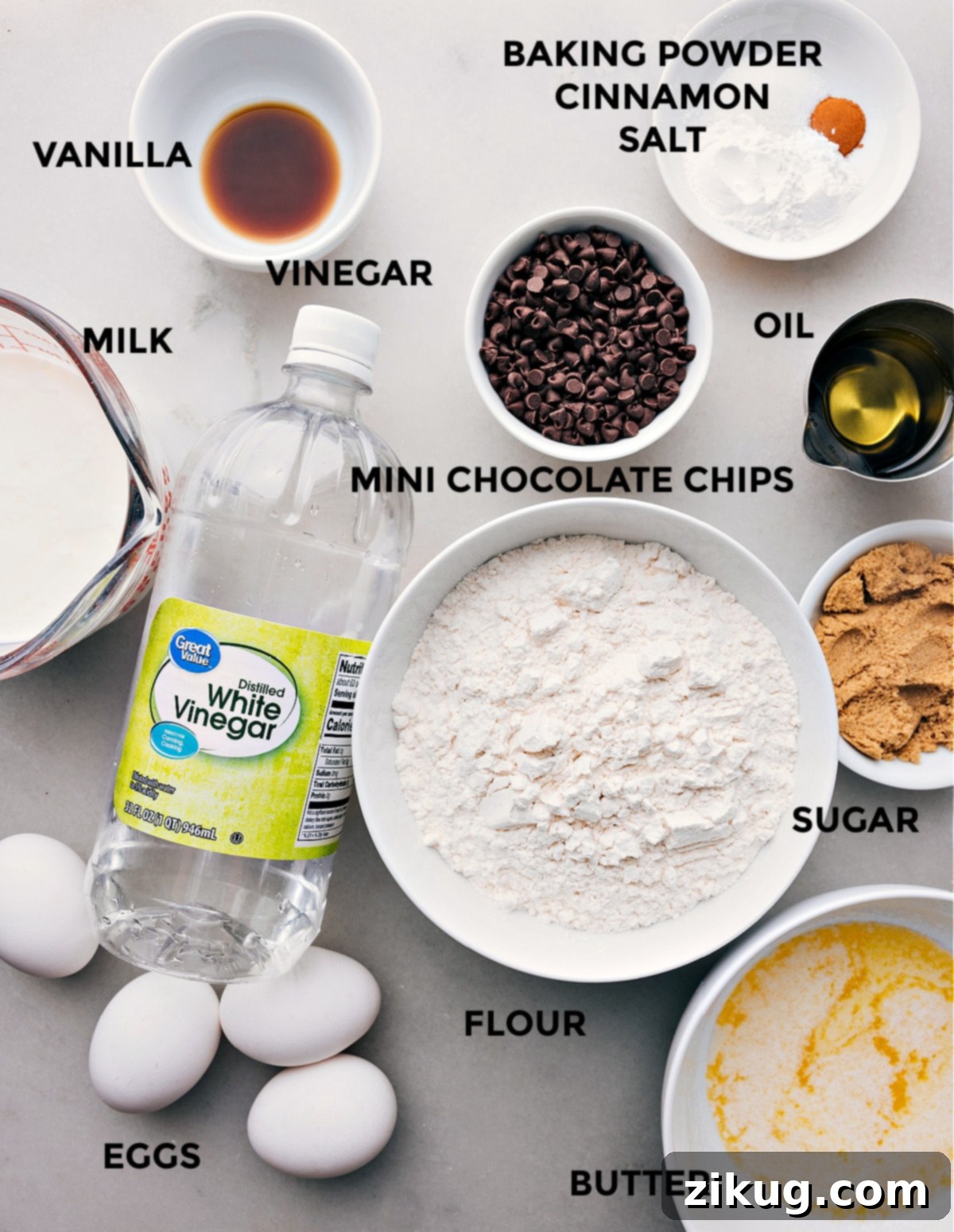 All the ingredients in this recipe prepped out for easy assembly.