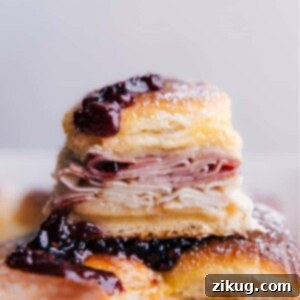 Irresistible Monte Cristo Sliders 2 Monte Cristo Sliders, beautifully baked and ready to be served.
