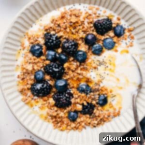 A bowl of freshly made easy homemade granola.