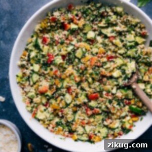 Close-up of Bulgur Salad with fresh mint and lemon