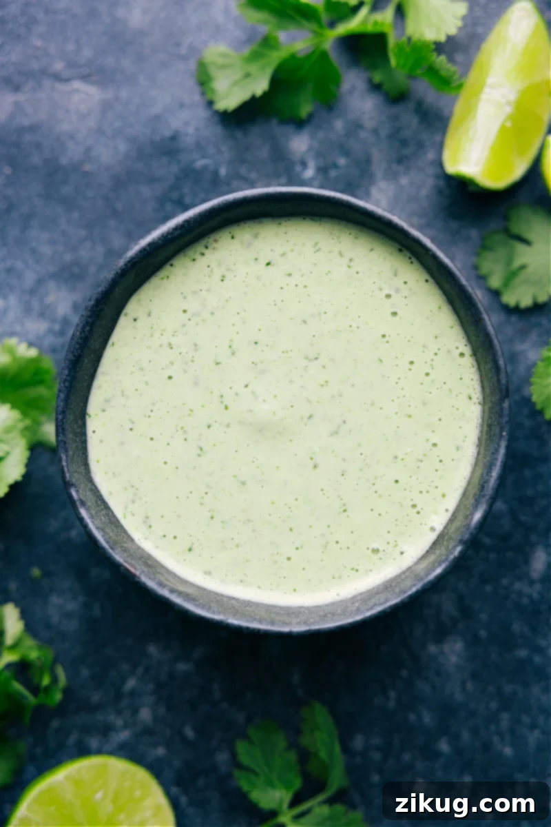 Overhead image of the Healthy Cilantro-Lime Dressing