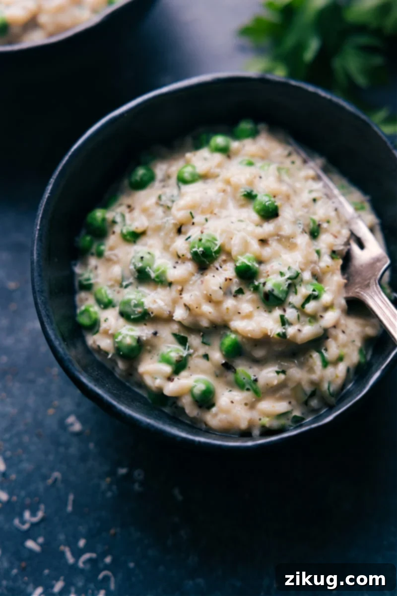 Effortless Velvety Instant Pot Risotto 7 A beautifully presented bowl of creamy Instant Pot Risotto, ready for enjoying.