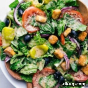 Olive garden salad beautifully dressed and prepared for a delightful meal.