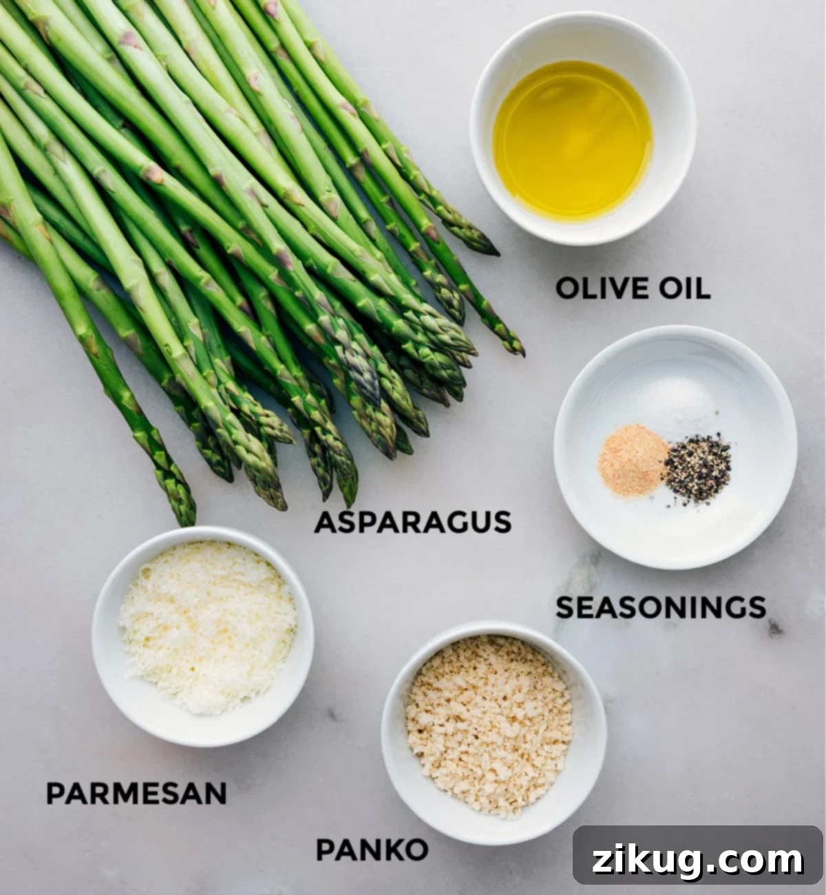 Elevated Roasted Asparagus Duo 2 All the ingredients used in this dish prepped out for easy assembly.