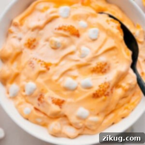 Orange Fluff Salad in a large bowl, garnished with mandarin orange segments.