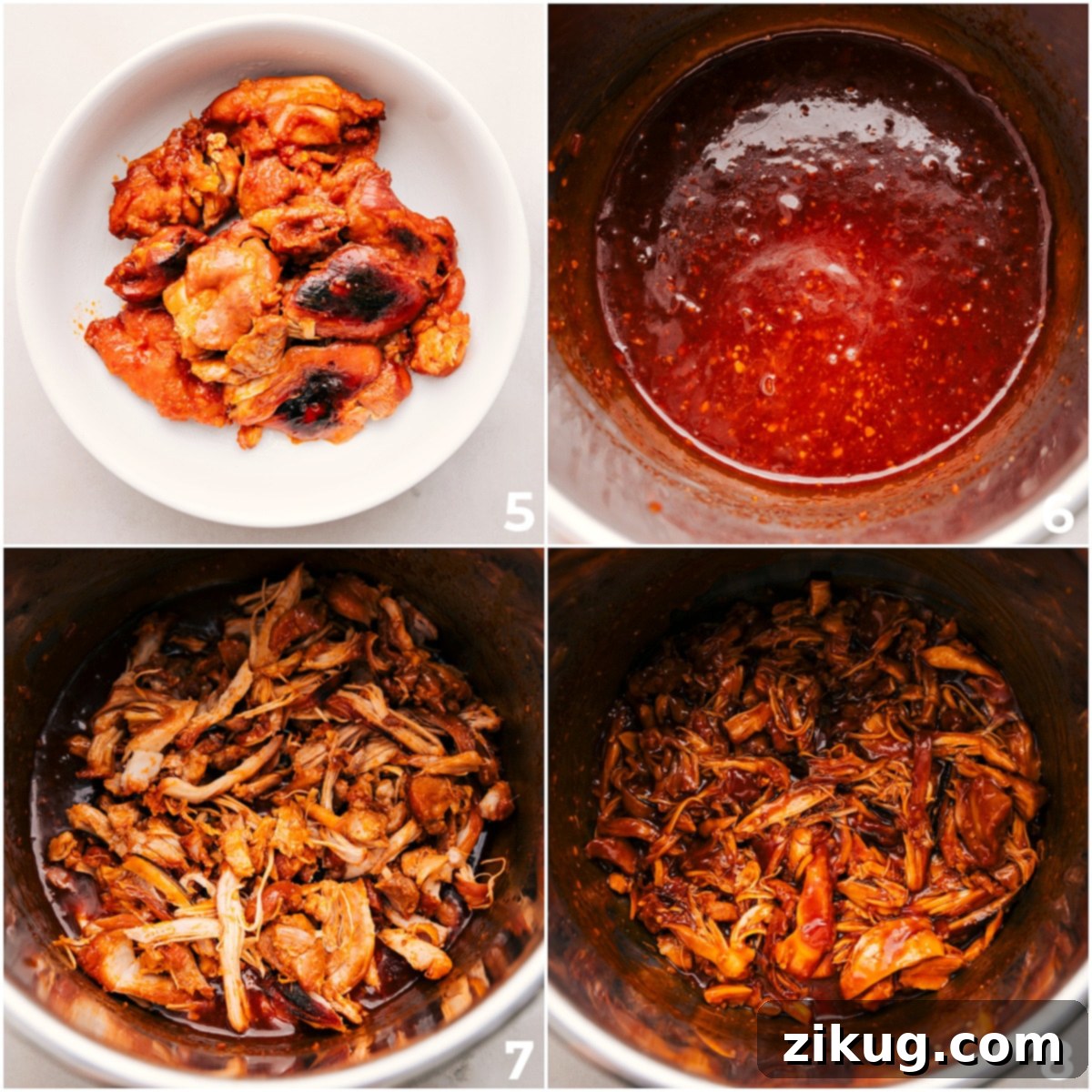 Instant Pot Honey Garlic Chicken Thighs Recipe Remove the cooked chicken meat, shred it with two forks, and then add it back into the thickened honey garlic sauce. Toss everything together for a delicious, easy dinner meal.