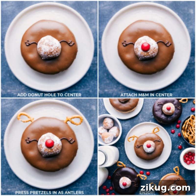 Process shots of Christmas Donuts being assembled, showing all the parts coming together.