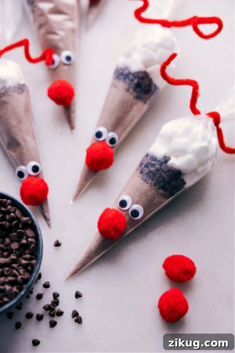 Overhead image of the Reindeer Hot Chocolate ready to be given out