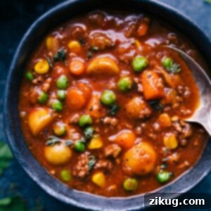 Delicious Vegetable Beef Soup in a bowl