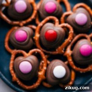 Valentine's Pretzels with chocolate and M&M's.