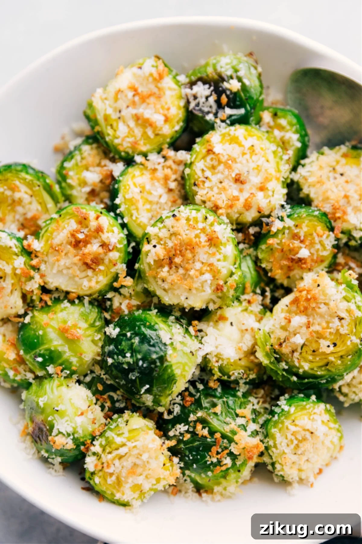 Perfectly Roasted Brussels Sprouts from Above Perfectly Roasted Brussels Sprouts from Above