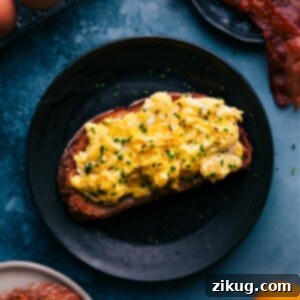 Fluffy Morning Scramble 3 A plate of perfectly creamy scrambled eggs