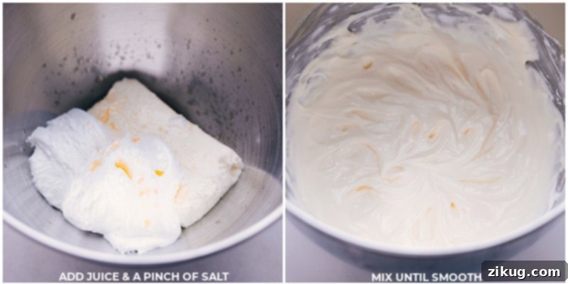 A bowl of creamy fruit dip being mixed, showing its smooth and airy texture