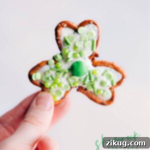 Pretzel Shamrocks on a serving plate.