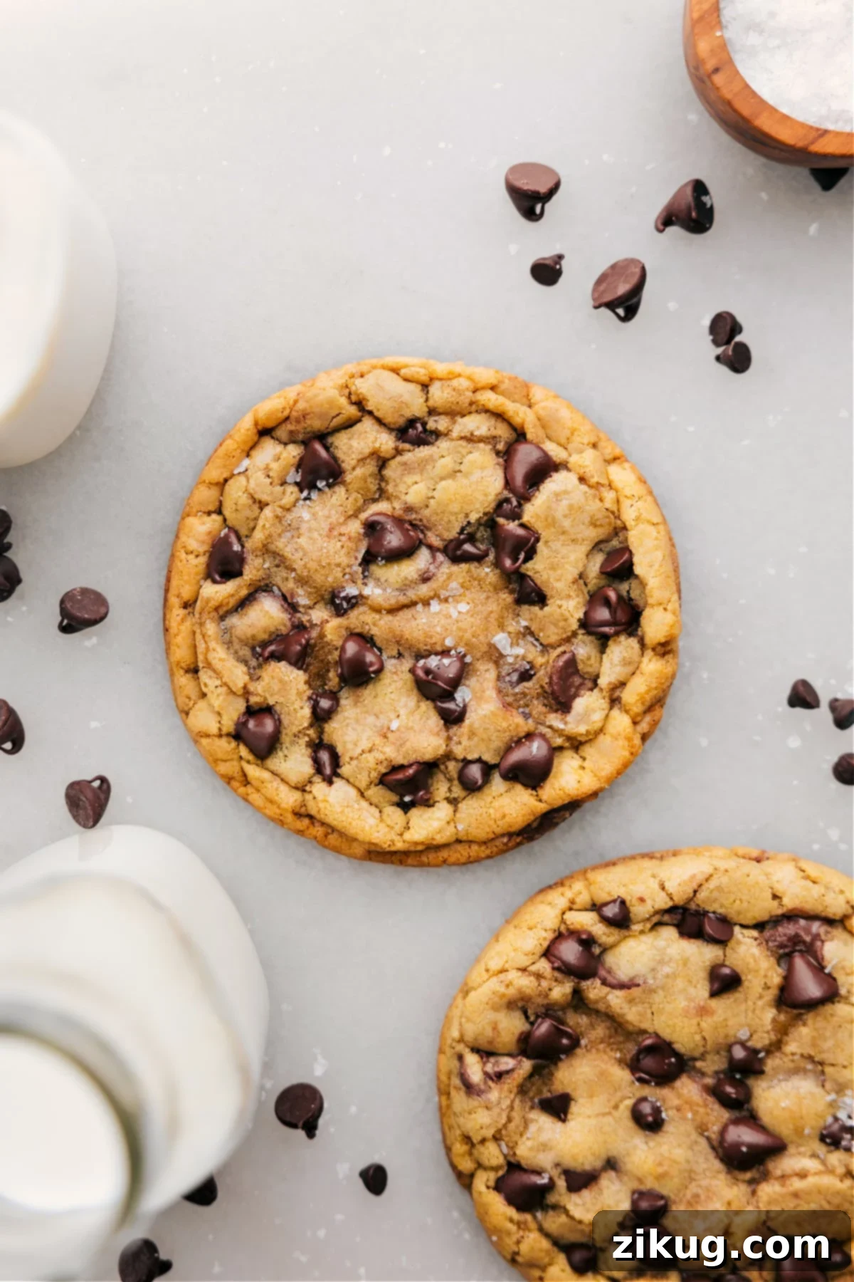 My Own Chocolate Chip Cookie 2 A freshly baked Single Serve Chocolate Chip Cookie, perfectly golden with melted chocolate chips, ready to be enjoyed.