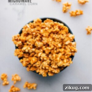 A bowl of delicious Microwave Caramel Corn.