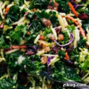 Prepared Kale Cranberry Pecan Salad with dressing