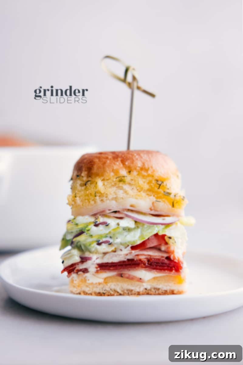 Image of the Grinder Sliders on a plate ready to be enjoyed