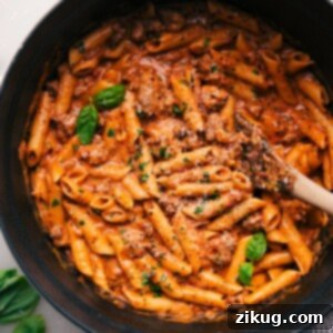 Penne Pasta with Italian Sausage in the Pot.