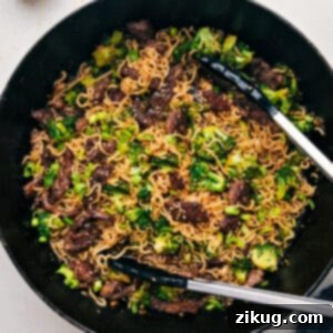 Savory Beef and Broccoli Ramen Bowl 2 Beef and Broccoli Ramen in a pot, ready to serve.