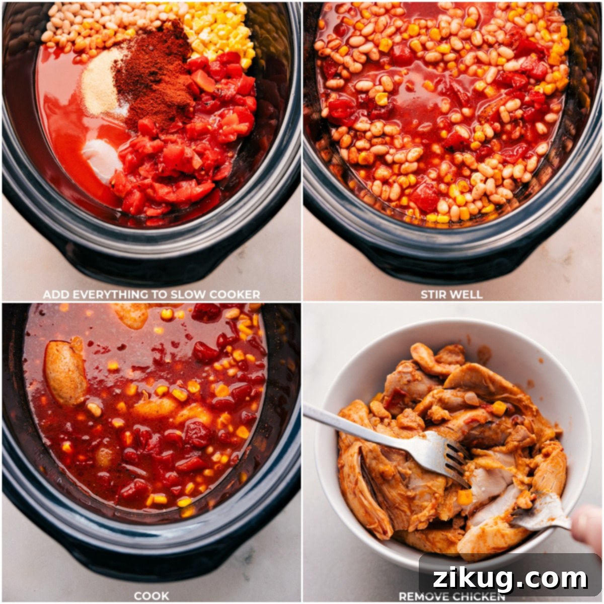 Buffalo Chicken Chili Dinner All the ingredients for the Buffalo Chicken Chili being added to the crockpot and slowly cooking to perfection.