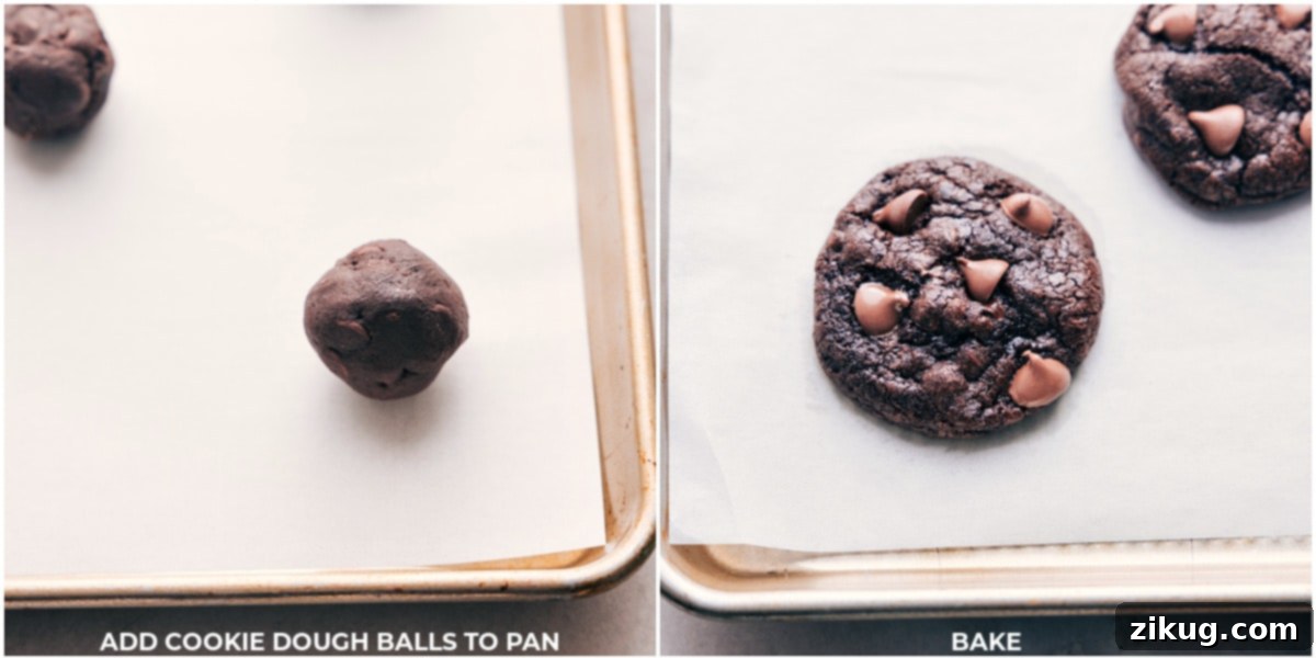 Adding the dough balls to the pan and baking to perfection.