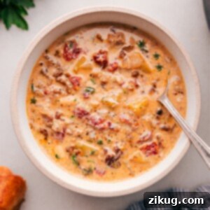 A bowl filled with the completed recipe, packed full of flavor, making it a hearty dish perfect for enjoying on a cold night.