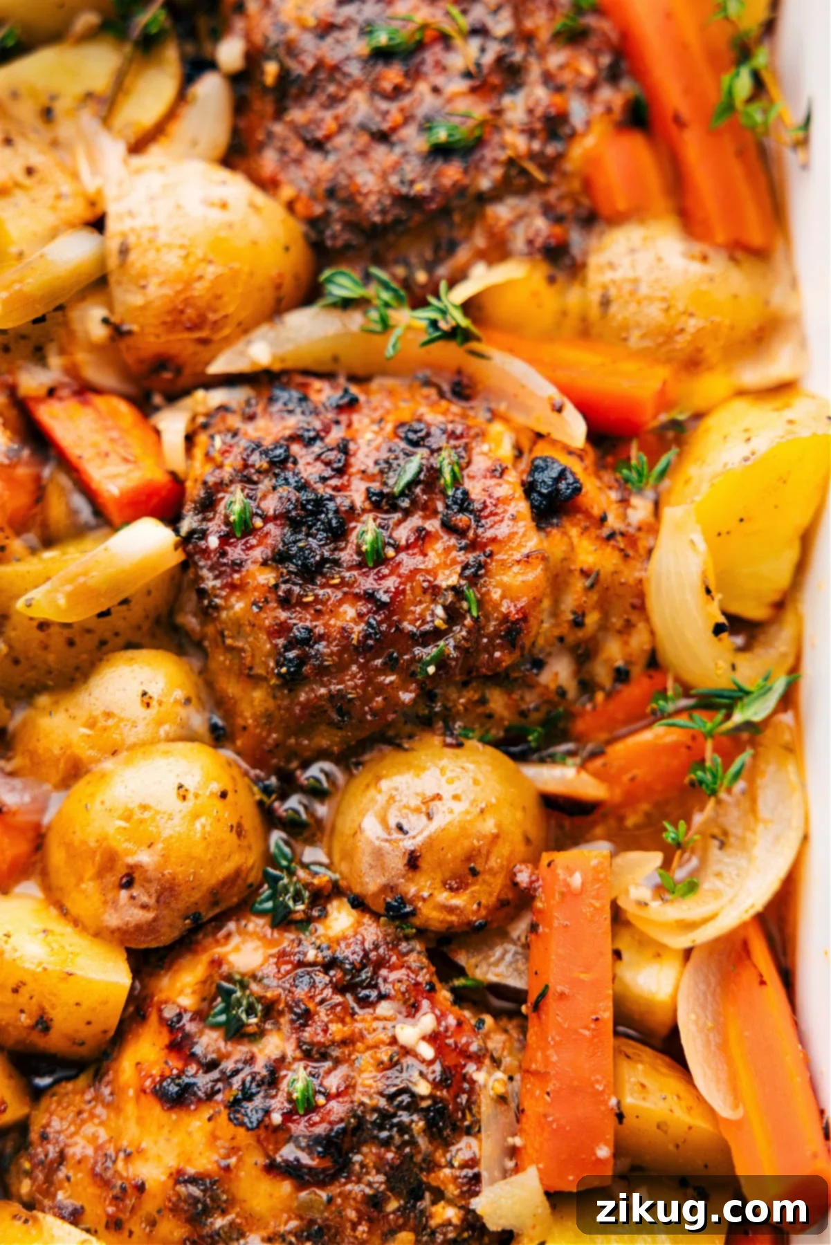 Delicious One Pan Chicken and Potatoes for Dinner One Pan Chicken and Potatoes fresh out of the oven, golden brown and perfectly roasted.