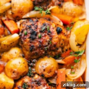 One Pan Chicken and Potatoes fresh out of the oven.