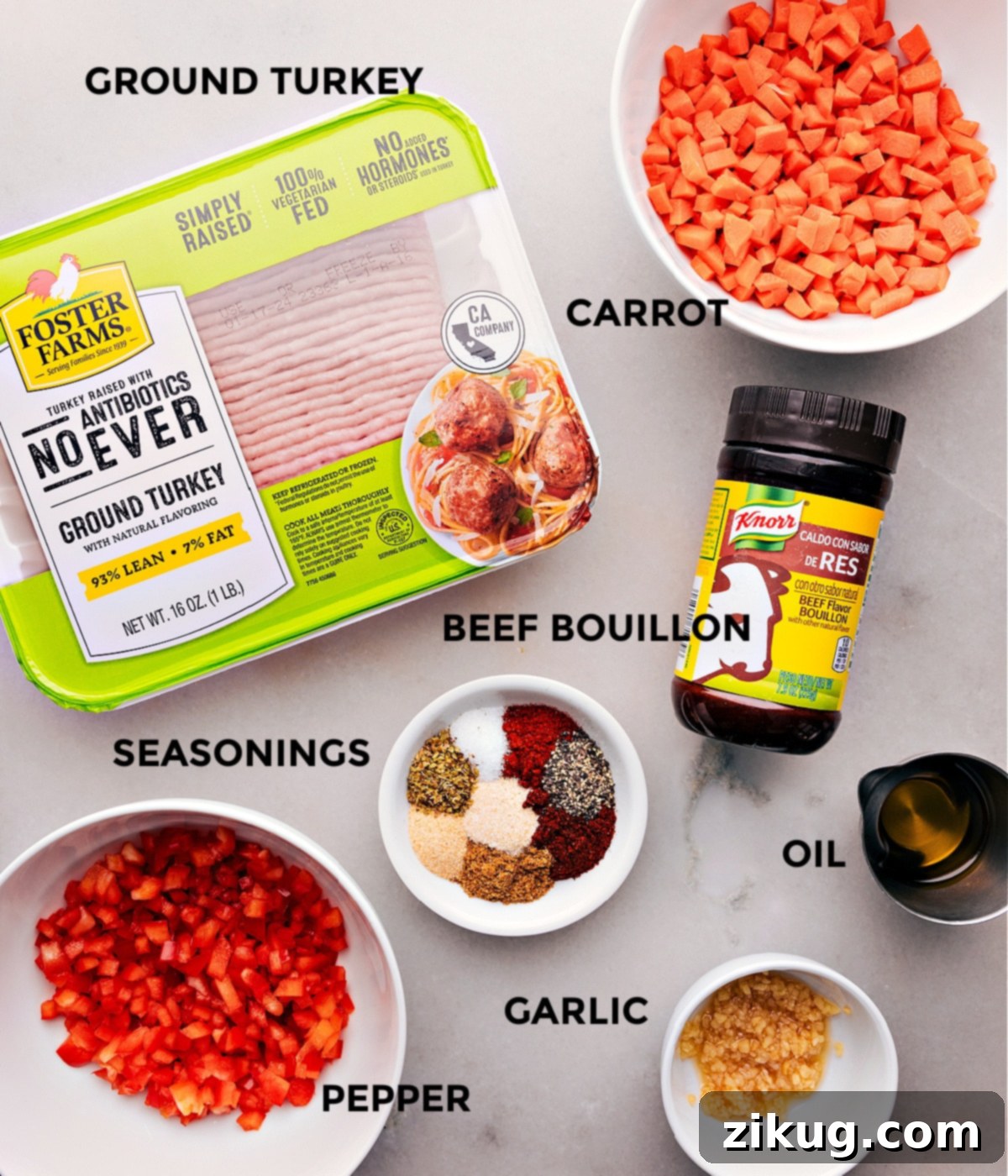 All the fresh ingredients for this recipe prepped out and ready to cook.