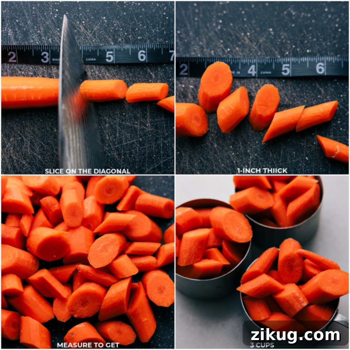 Crispy Air-Fried Carrots 3 The carrots being chopped and prepped into cups for the recipe.