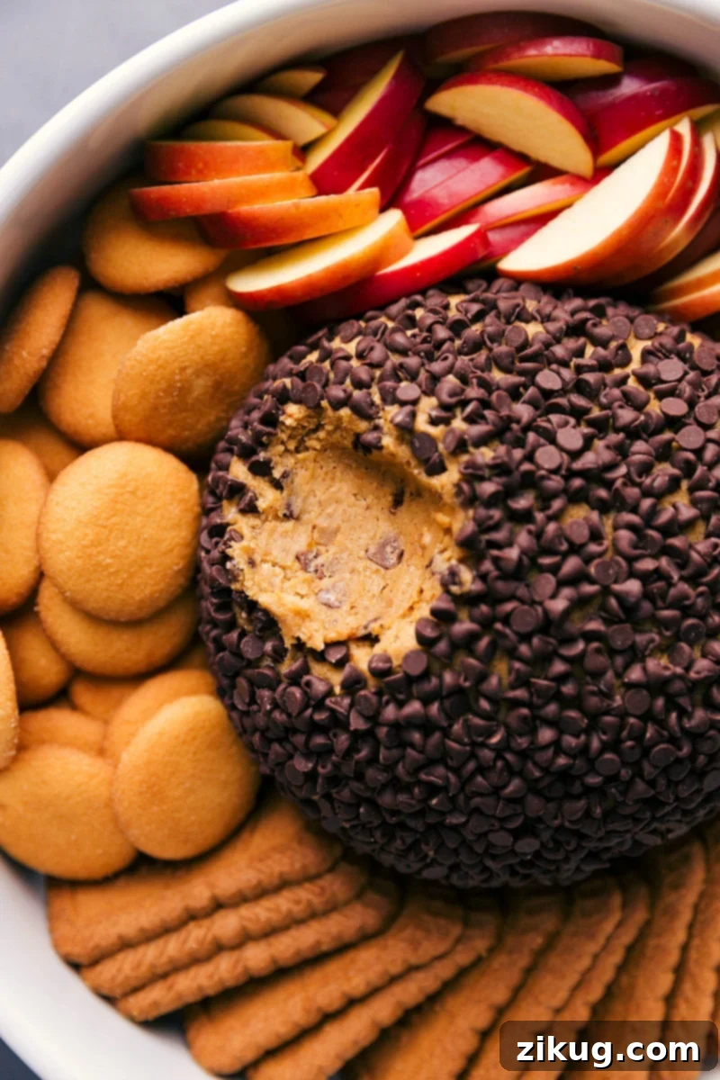 Pumpkin Cheesecake Ball with Dippers A delicious pumpkin cheesecake ball with dippers, presented and ready to serve as the perfect dessert for any occasion.