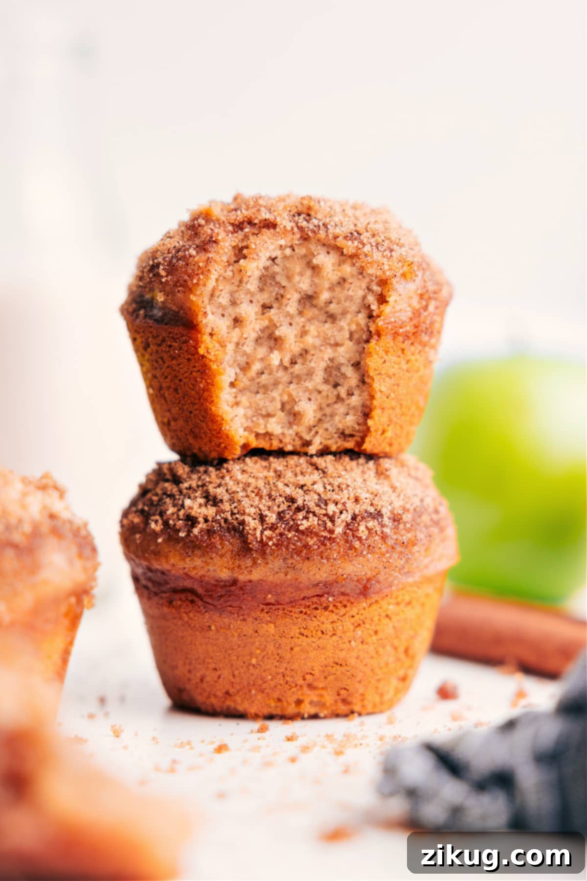 Big, moist, fluffy Applesauce Muffins with a crunchy cinnamon-sugar topping.