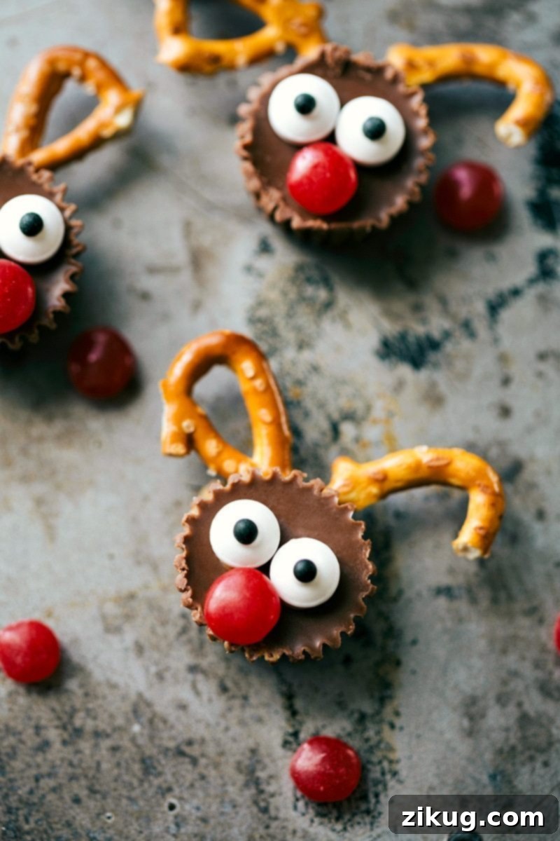 Rudolph Bites: Fun and easy Christmas treat for kids. Image of adorable Rudolph Bites, a fun and easy Christmas treat for kids.