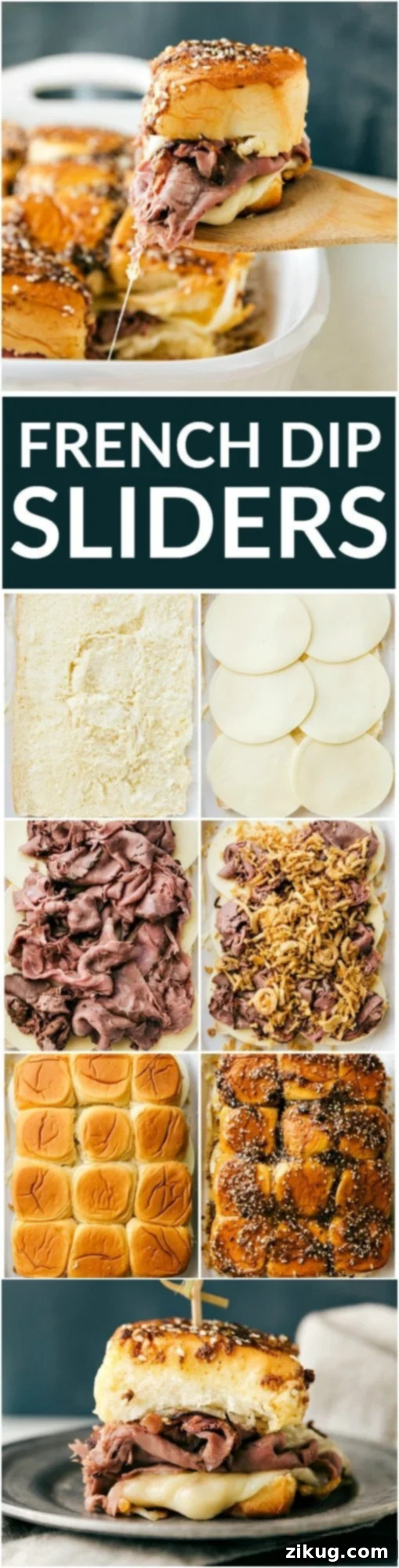 The best possible version of French Dip sandwiches -- made into oven-baked sliders! These French Dip sliders take only TEN MINUTES PREP! via chelseasmessyapron.com