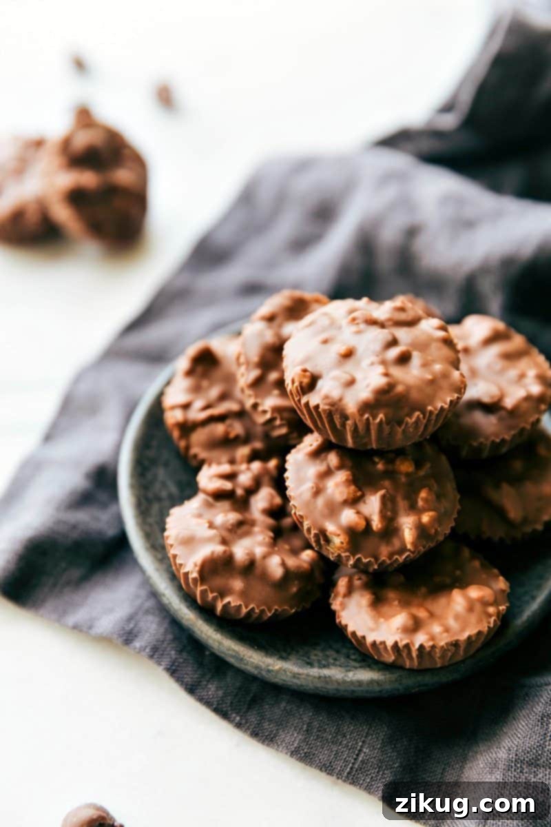 Easy 3-ingredient Crunch Cups, a simple and satisfying no-bake treat with crispy rice cereal and chocolate.