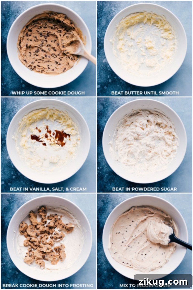 Making the edible cookie dough frosting, a key component of Homemade Cookie Dough Oreos.