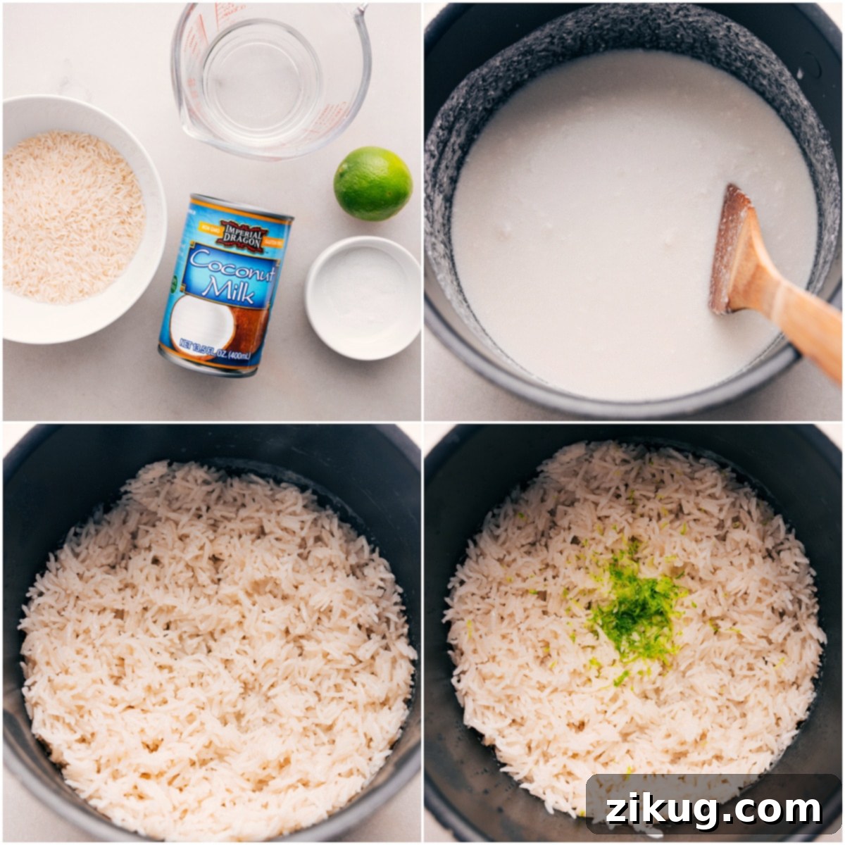 How To Make Coconut Rice Recipe Fluffy coconut rice cooked in a single pot, ready to be served as a side dish.