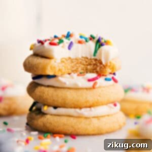 Soft Sugar Cookies with cream cheese frosting and sprinkles