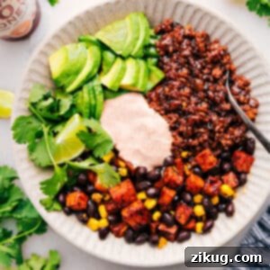 The finished Ground Beef Taco Bowl, beautifully plated and ready to be served.